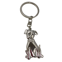 Metal Keyring - A quality dog keyring with clear stones around collar.