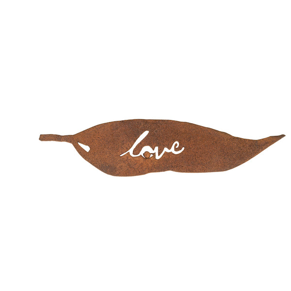 Corten Steel, Rust Finish, Etched with word  love