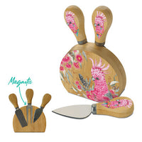Grace Blossoms - Magnetic cheese knife block with 3 cheese knives. Block is 10x12cm RRP $34.95