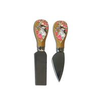 Beautiful set of 2 Bamboo cheese knives