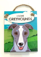 Pet Pegs - I love Greyhounds - magnet or hanging note clip