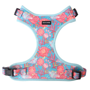 Large Floral Harness in Colours Sky Blue with Pink flauna