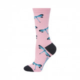Dragonfly pink  Ladies Bamboo Sock