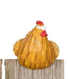 Fun Coloured Polyresin chicken pot sitters in large - available in 3 Assorted designs  Dimensions: 10.0 x 8.5 x 9.0cm Yellow Looking Left