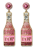 Anything is Possible Pink Champagne Bottles- Fashion Earrings by Lisa Pollock