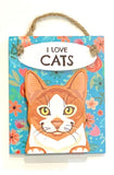 Pet Pegs - I Love Cats - Ginger and White Cat - - magnet or hanging note clip