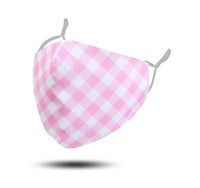 Pink Gingham - Fantastic fitting Maskit Mask - 3 ply cotton mask with 3  x P M2.5 filters.  Maskit masks are machine or hand washable. The PM 2.5 Filtes are not washable - they are disposable. Tapered at nose and chin to fit to face. Adjustable elastic around ears for a snug fit.