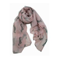 Pale Pink with Grey Dachshund Scarf Beautifully made from  this elegant accessor is made from the finest materials such as fine cotton and /or blended yarns like linen, silk, viscose wool and others. Please handle with care in order to maintain its look.