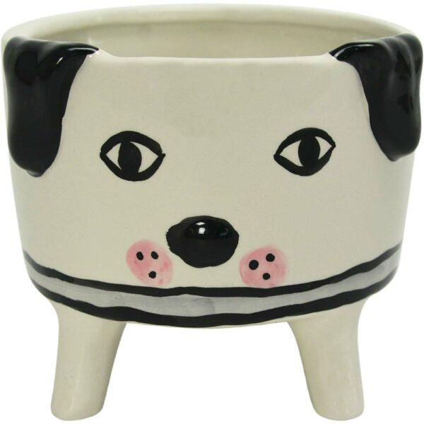 Cute and quirky Milo dog planter is a ceramic animal planter that will make you smile!  With his super silly expressions he makes the perfect gift for any dog lover. Great for home or office. Size: 15cm x 15cm x 15.5cm