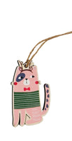 Fun quirky hanging Christmas cutouts in Cat or Dog motive. MDF. Cat Pink