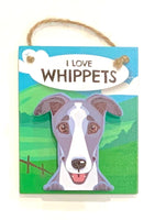 Pet Pegs - I Love Whippets - magnet or hanging note clip