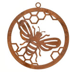 Right facing - Beautiful hanging Bee with honey comb design. 2 designs available with a rust finish.  Dimensions: 28cm x 0.15cm