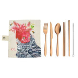 Gang Gang Cockatoo - Beautifully created Australiana themed travel cutlery wraps  - design by Dana Till.  Range comes with variety of cutlery choice:    Red Tailed Black Cockatoo - Rainbow Cutlery Garage Gang Cockatoo - Rose Gold Cutlery Kookaburra - Silver Cutlery Hummingbird - Champagne Cutlery