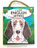 Pet Pegs - i love English Setters - magnet or hanging note clip