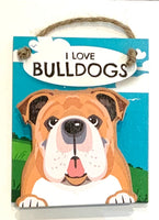 Pet Pegs - I love Bulldogs - magnet or hanging note clip