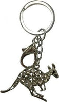Diamanté Kangaroo Keyring Silver
