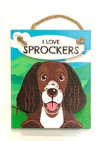 Pet Pegs - I love Sprockers - Chocolate coloured - magnet or hanging note clip