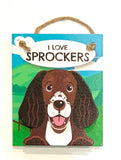 Pet Pegs - I love Sprockers - Chocolate coloured - magnet or hanging note clip