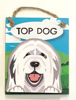 Pet Peg - Top Dog - Features an old English sheep dog - magnet or hanging note clip