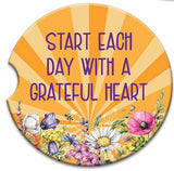 Absorbent Coaster - tart Each Day with a Grateul Heart