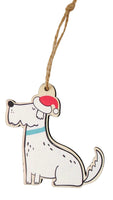 Fun quirky hanging Christmas cutouts in Cat or Dog motive. MDF. Dog white