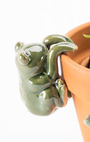 Dark Green Frog - Ceramic Frog pot sitters. Fantastic to jazz up any pot in the garden or inside the home. Colours available are Jade Green, Dark Green or Dark Grey.  Dimensions: 9.7cm x 6.5cm x 7 cm