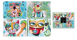 Set of 4 Cat and Critter placemats great artwork of Owls and Cats. Fantastic gift for the animals lover