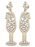 Champagne is Always Appropriate Silver Champagne Glasses - Fashion Earrings by Lisa Pollock