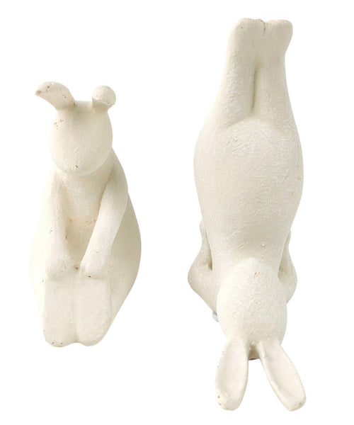 Beautiful and fun Yoga Bunnies in Cream. Great for Easter or for any Bunny lover.  Dimension 14cm x 12cm x 5.5cm