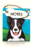 Pet Pegs - Notes - Features a Black and White Dog - magnet or hanging note clip