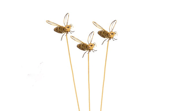 Beautiful Wire Bees made with a  metal finish; Yellow & Brown with small Balls in Body: a great gift for bee lovers. Sold separately.  Dimensions:  Medium; 5cm x 4.5cm x 40cm