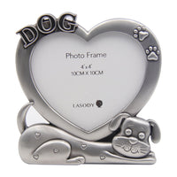 Dog Frame - Beautifully presented heart frame with dog or cat beneath. Frame is velvet backed. 10cm x 8.5 cm  Great gift for any Cat or Dog lover.