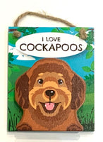 Pet Pegs - I love Cockapoos - Red - magnet or hanging note clip