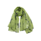 Dachshund motif olive scarf 100 percent cotton. 