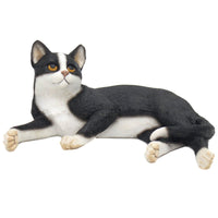 Black & White Cat Figurine Laying - By Leonardo Design