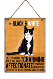 Black & White Metal Cat breed signs.  Lovely bright colours signs with each breeds personality traits listed below. Size is 20cm x 27cm each sign. 