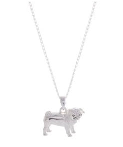 Equilibrium Pug silver plated dog necklace