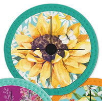 Lisa Pollock Neoprene Wine Glass Coaster - Sunflower Daisies