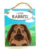 Pet Peg - I love Rabbits - ears down -  magnet or hanging note clip