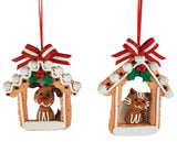 Cat & Dog in Gingerbread House Hanging Decoration