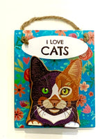 Pet Pegs - I Love Cats - Tortoiseshell Cat - - magnet or hanging note clip