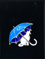 Brooch Black & White Cats in a Umbrella