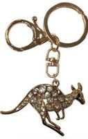 Diamanté Gold Kangaroo Keyring