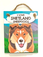 Pet Pegs - I Love Shetland Sheepdogs - magnet or hanging note clip