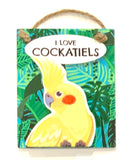 Pet Pegs - I love Cockatiels - Yellow - magnet or hanging note clip