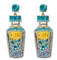 Let the Fun BeGin Blue Gin Bottles- Fashion Earrings by Lisa Pollock