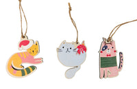 Fun quirky hanging Christmas cutouts in Cat or Dog motive. MDF.  Cats 8cm x 7cm x 1cm