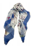 Scarf with Birds in blue