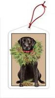 Wreathed Black Lab MLT 311 - Christmas Tag pack of 6