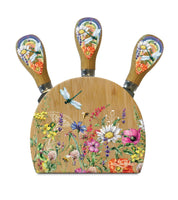 Wildflowers - Bamboo Magnetic Cheese knife block sets